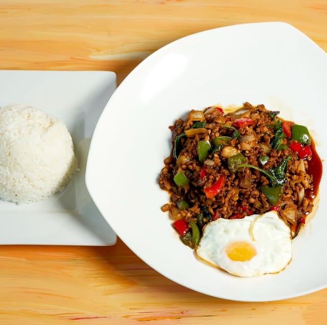 Kra Pao Moo Sub Kai Dao.