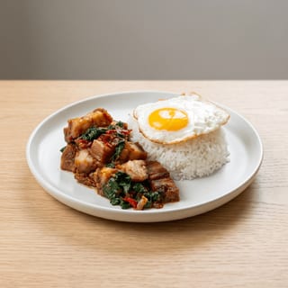 Kra Pao Moo Grob Kai Dao