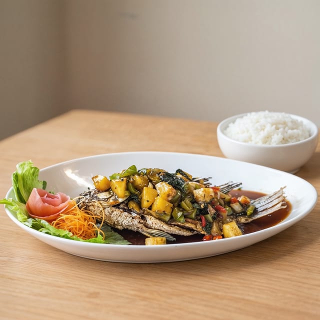 Whole fried fish.