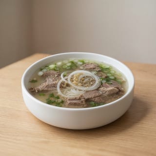 Sliced eye round steak and brisket pho